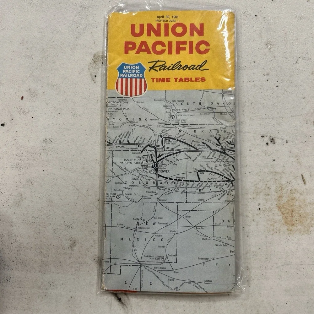 Apirl,30 1961 Union Pacific Railroad Public Timetable Train Stations Index Map